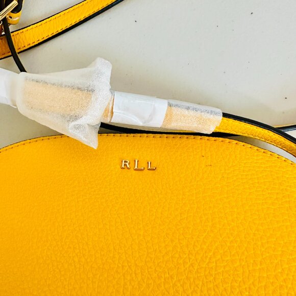LAUREN RALPH LAUREN YELLOW ZIP TOP HALF MOON CROSSBODY BAG - Picture 10 of 12